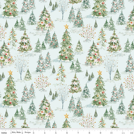 Santa's Fair Forest Blue Quilt Fabric - Riley Blake Designs - Lisa Audit