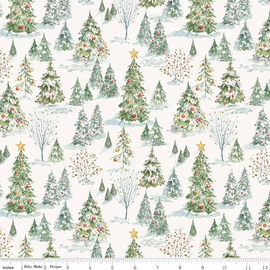 Santa's Fair Forest Cloud Quilt Fabric by Lisa Audit