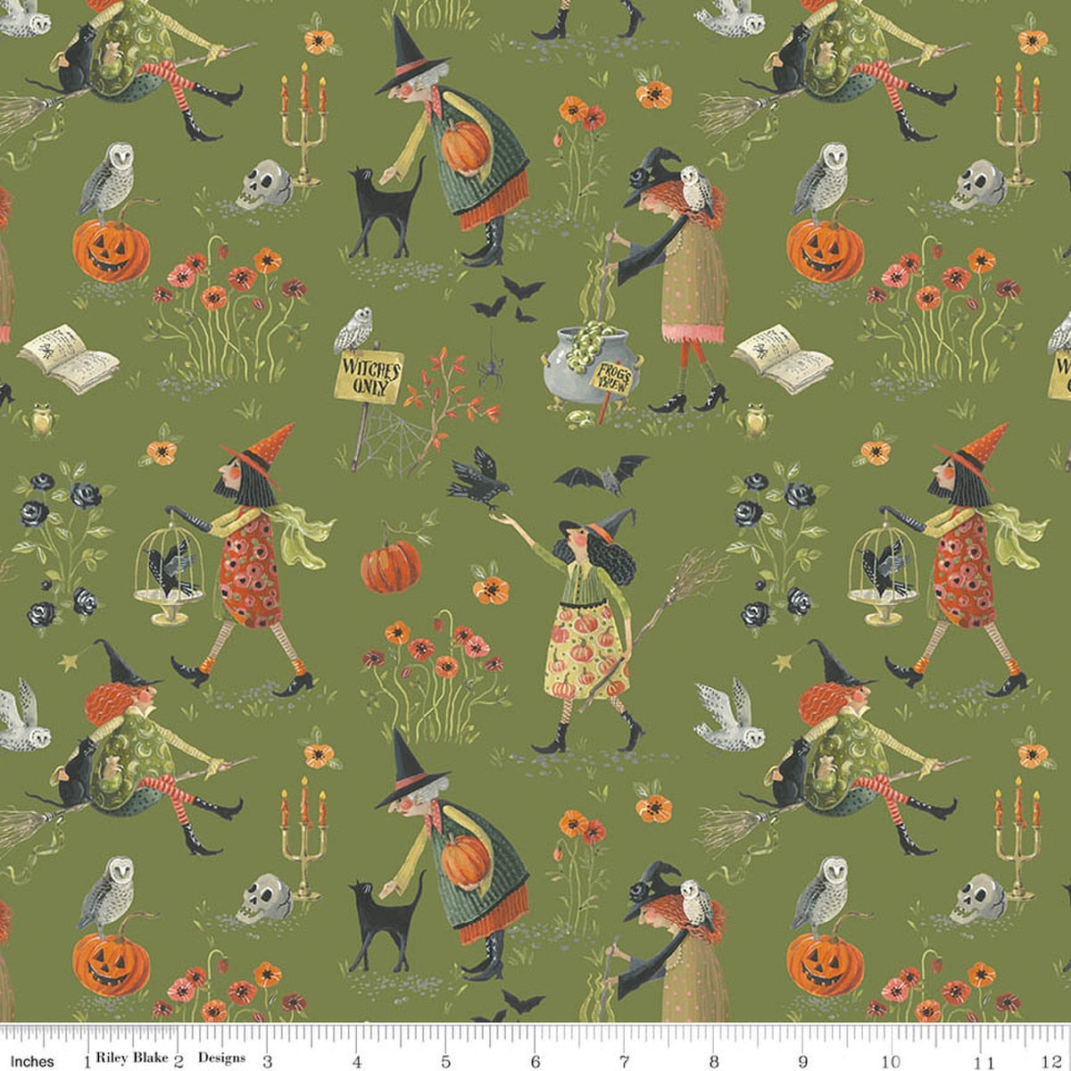 Witchy Vibes Hedgewitch Avocado Quilt Fabric by Witchy Vibes — Lisa Audit