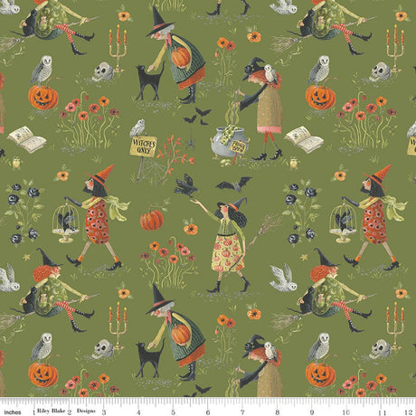Witchy Vibes Hedgewitch Avocado Quilt Fabric - Riley Blake Designs - Lisa Audit