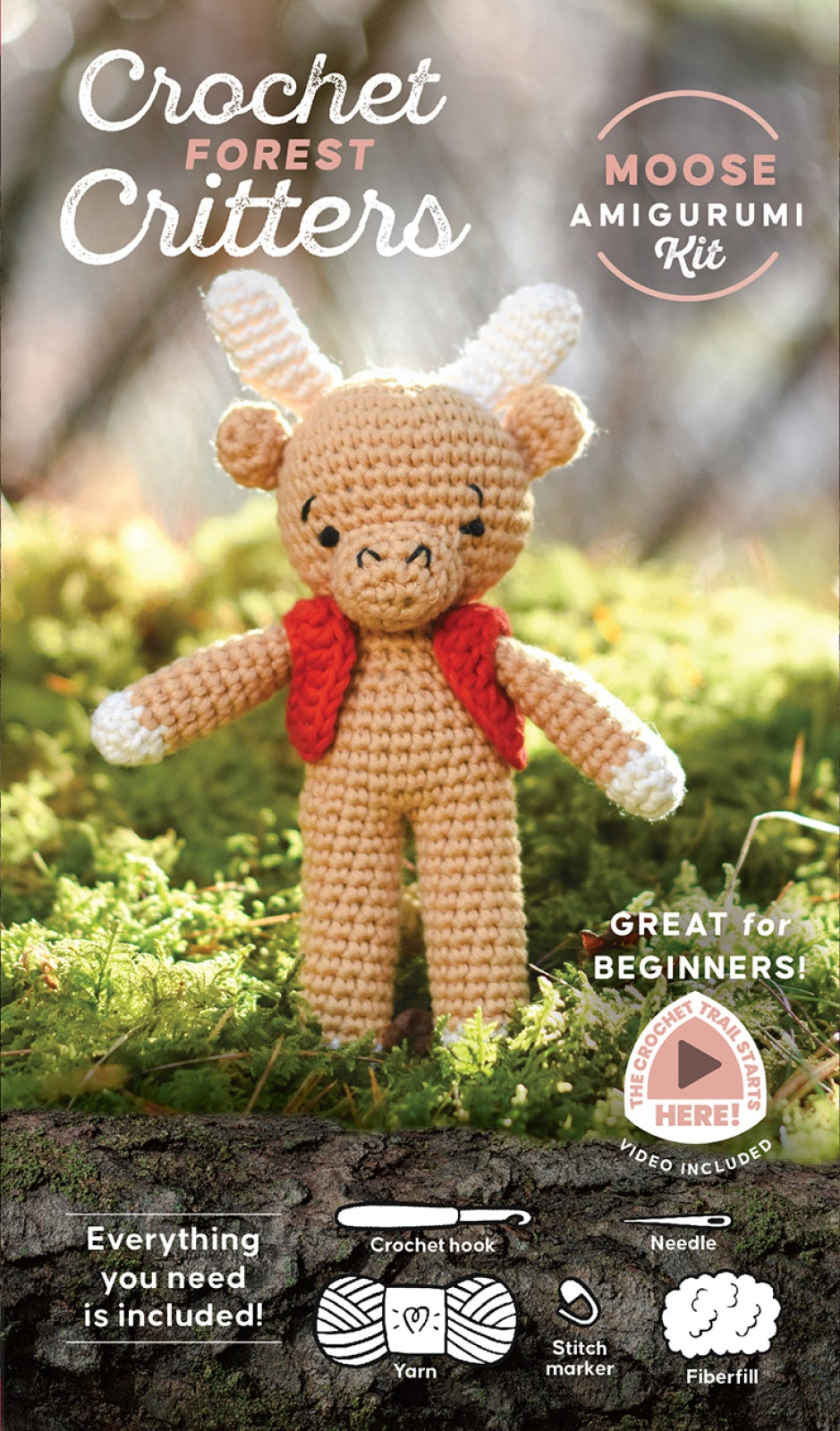 Back of the Crochet Forest Critters Amigurumi Kit Moose by Schiffer Publishing