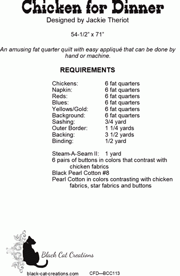 Back of the Chicken for Dinner Downloadable Pattern by Black Cat Creations
