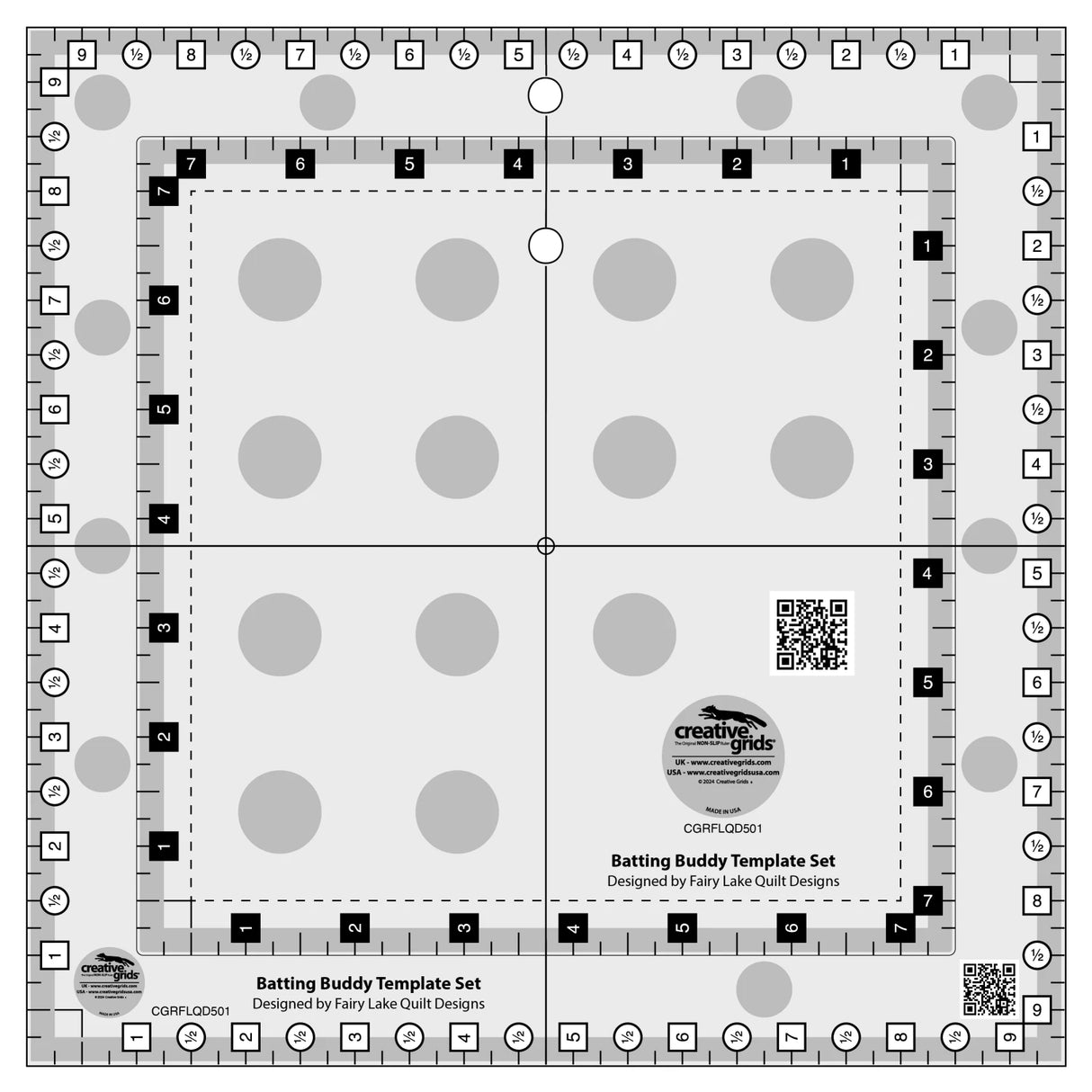 Creative Grids Batting Buddy Template Set Quilt Ruler by Creative Grids Ruler