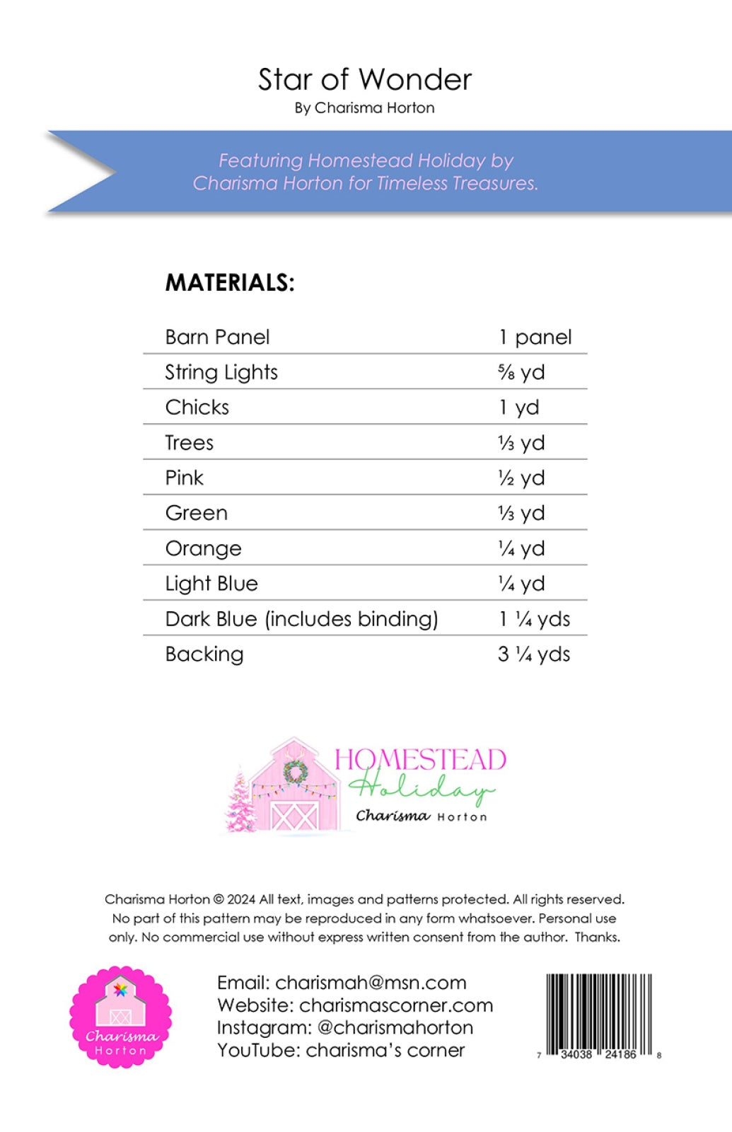 Back of the Star of Wonder Quilt Pattern by Charisma Horton