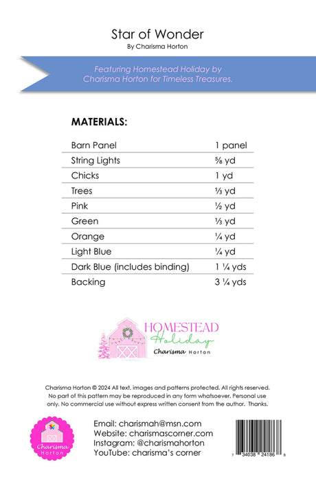 Back of the Star of Wonder Quilt Pattern by Charisma Horton