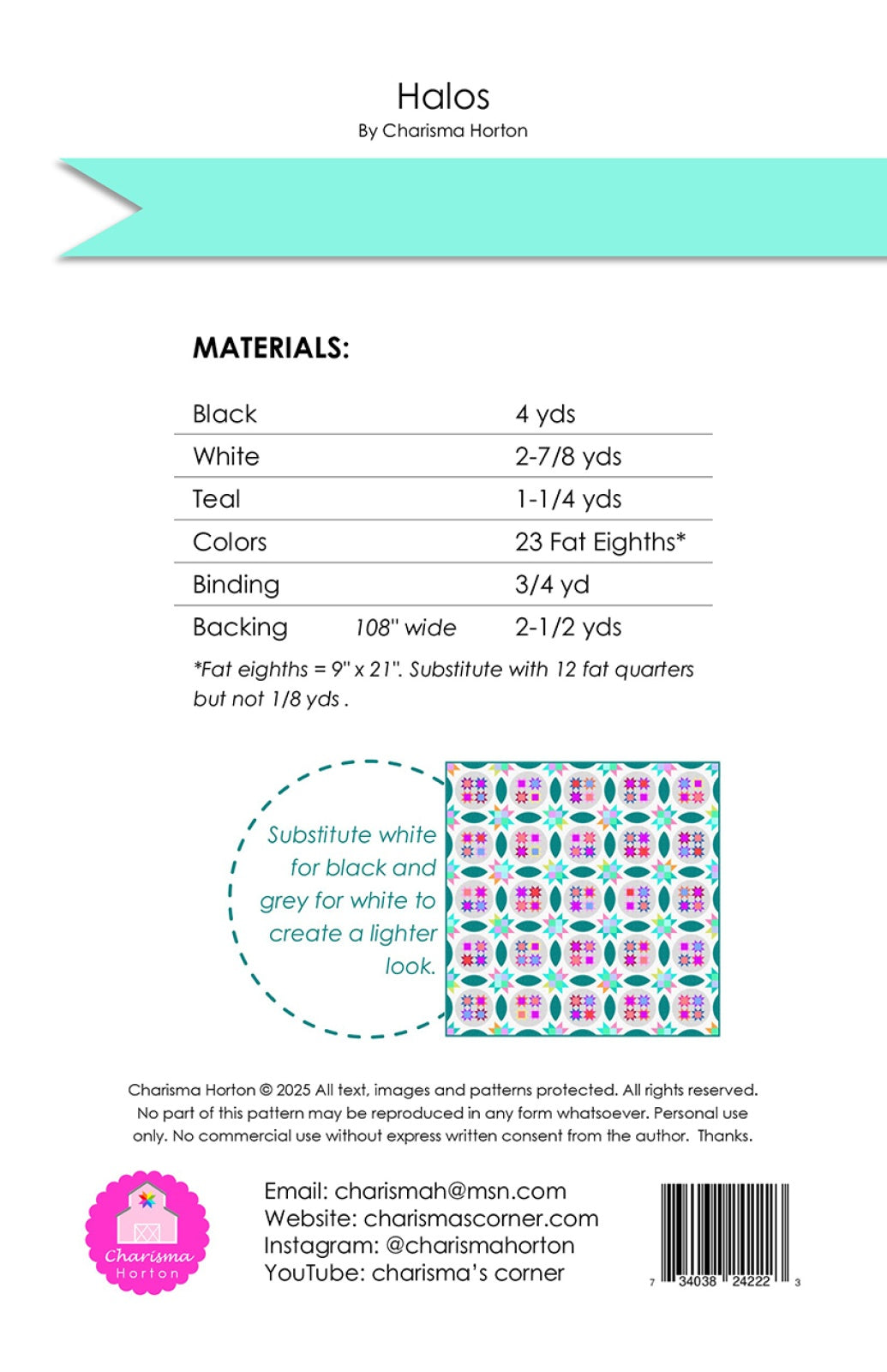 Back of the Halos Quilt Pattern by Charisma Horton