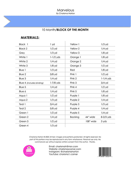 Back of the Marvelous Quilt Pattern by Charisma Horton