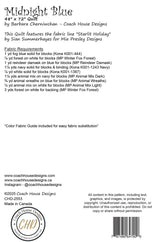 Back of the Midnight Blue Quilt Pattern by Coach House Designs