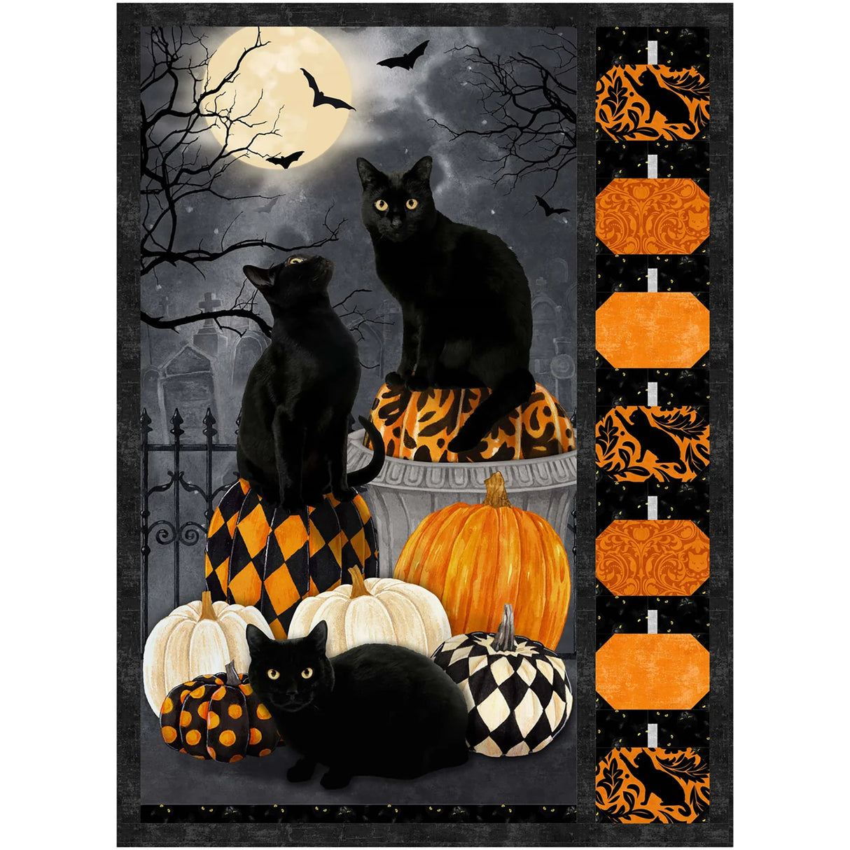 Three Cats and Pumpkins Quilt Pattern by Castilleja Cotton