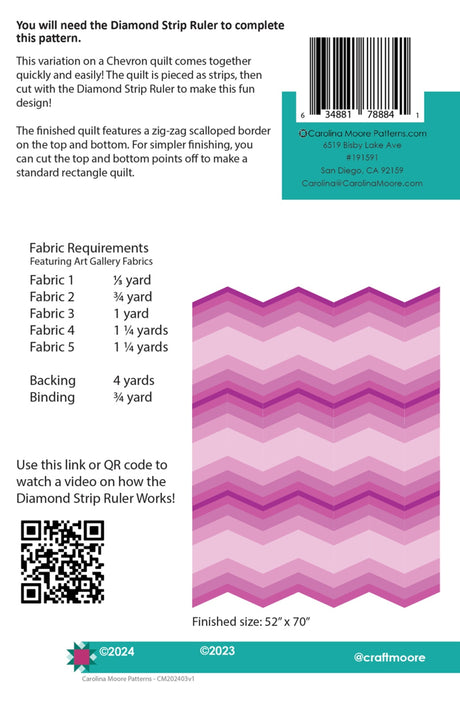 Back of the Peppermint Stripe Quilt Pattern by Carolina Moore