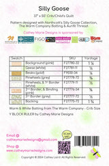 Back of Silly Goose Downloadable Pattern - Cathey Marie Designs - 37" x 55"