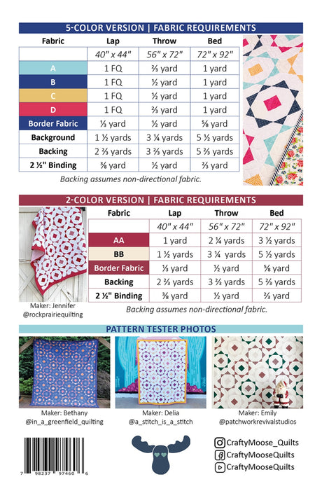 Back of the Rhapsody Quilt Pattern by Crafty Moose Quilts