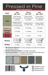 Back of the Pressed in Pine Quilt Pattern by Crafty Moose Quilts