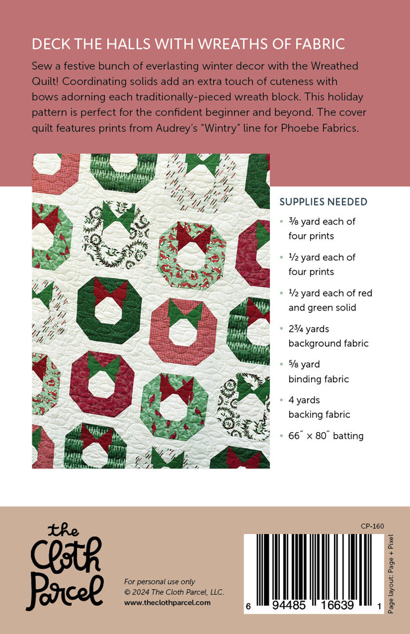 Back of the Wreathed Quilt Pattern by Cloth Parcel