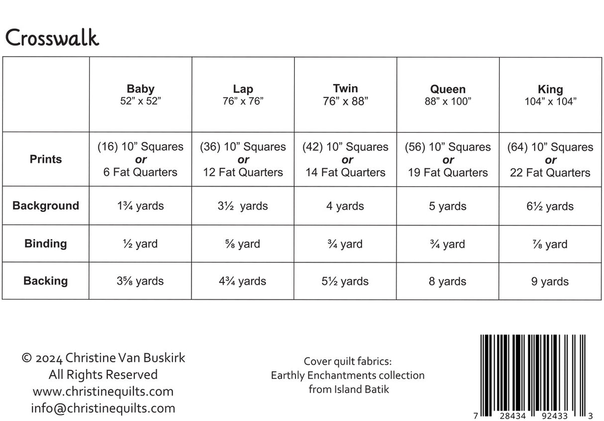Back of the Crosswalk Quilt Pattern by Christine Quilts