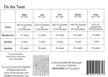 Back of the Do the Twist Quilt Pattern by Christine Quilts