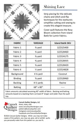 Back of the Shining Lace Quilt Pattern by Canuck Quilter Designs