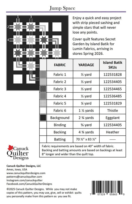 Back of the Jump Space Quilt Pattern by Canuck Quilter Designs