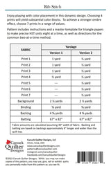 Back of the Rib Stitch Quilt Pattern by Canuck Quilter Designs
