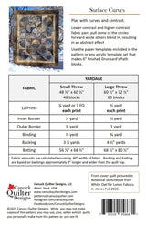 Back of the Surface Curves Quilt Pattern by Canuck Quilter Designs