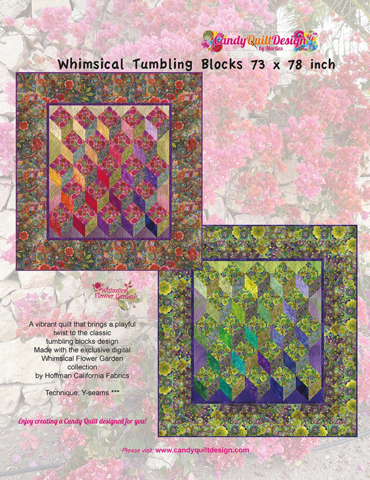 Whimsical Tumbling Blocks Quilt Pattern by Candy Quilt Design