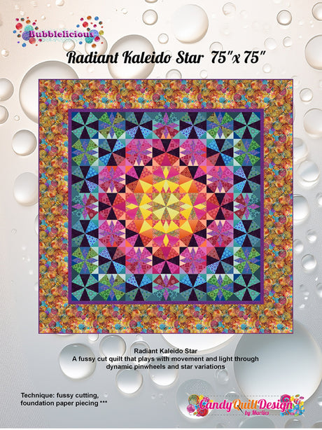 Radiant Kaleido Star Quilt Pattern by Candy Quilt Design
