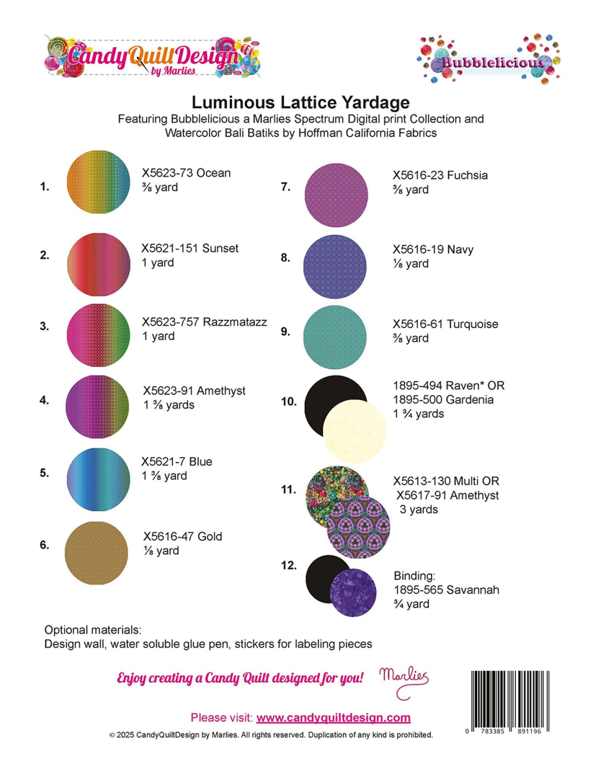 Back of the Luminous Lattice Quilt Pattern by Candy Quilt Design