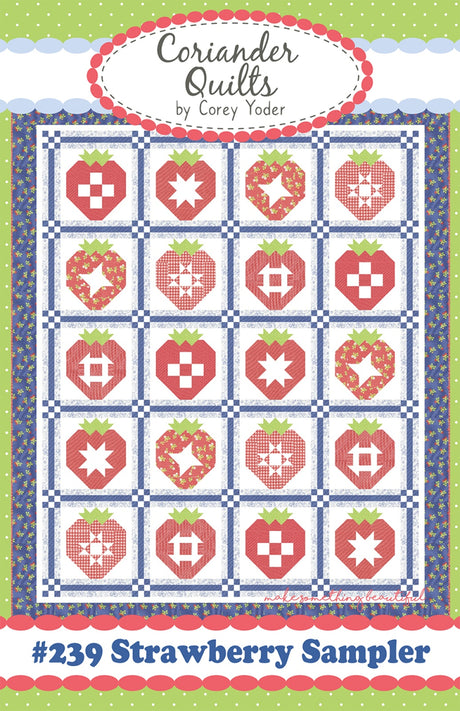 Strawberry Sampler Quilt Pattern by Coriander Quilts