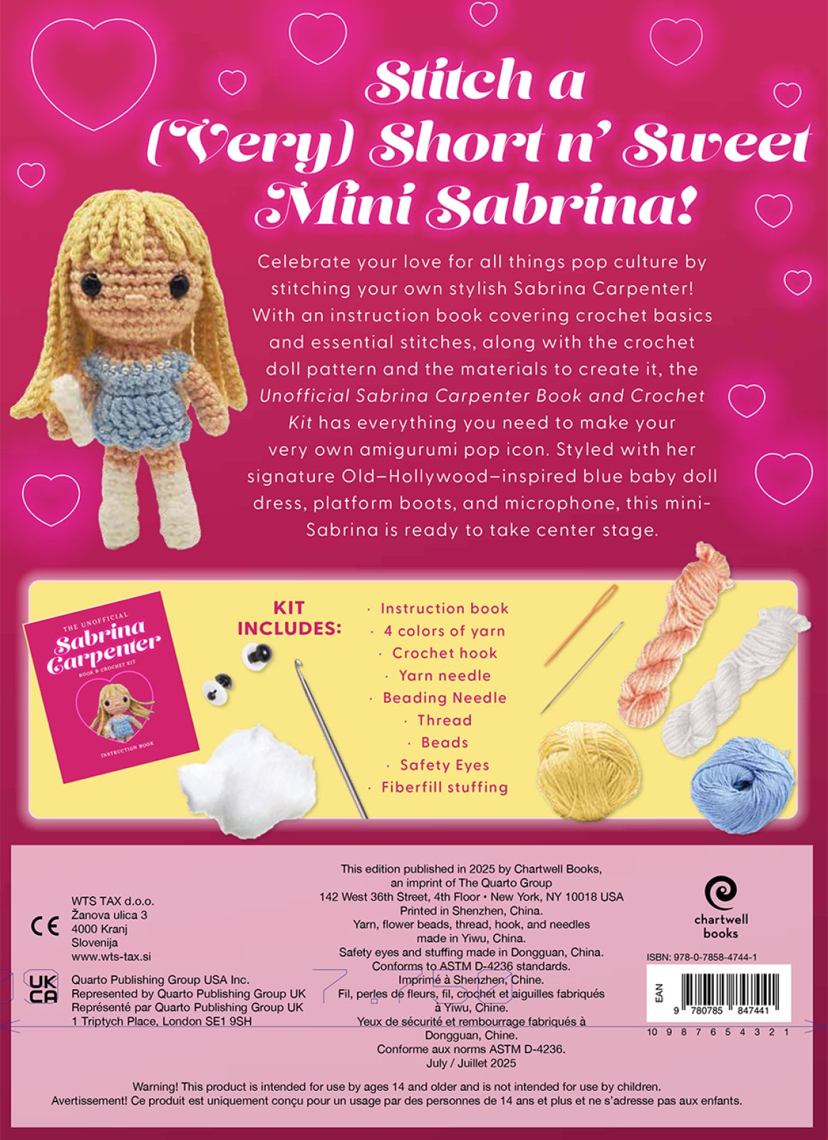 Back of the The Unofficial Sabrina Carpenter Book and Crochet by Quarto Books