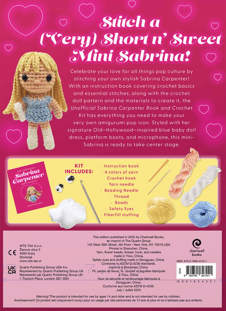 Back of the The Unofficial Sabrina Carpenter Book and Crochet by Quarto Books