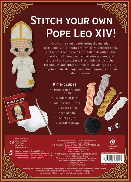 Back of the Unofficial Pope Leo XIV Book and Chrochet by Quarto Books