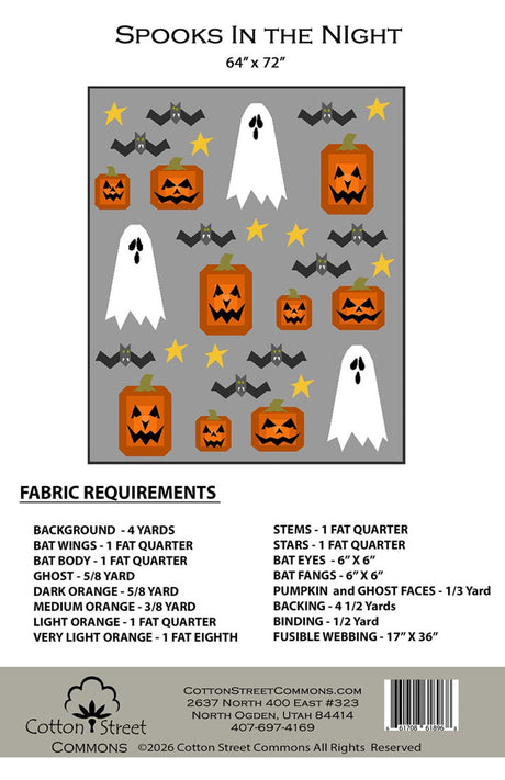 Back of Spooks in the Night Quilt Pattern - Cotton Street Commons - 64" x 72"