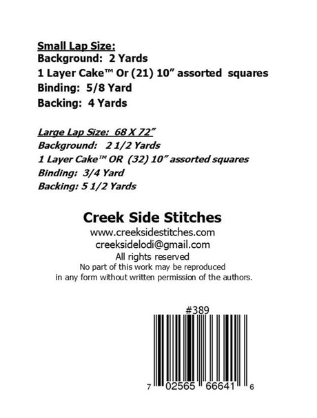 Back of the Good Vibrations Quilt Pattern by Creek Side Stitches