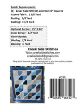 Back of the Cutting Corners Quilt Pattern by Creek Side Stitches