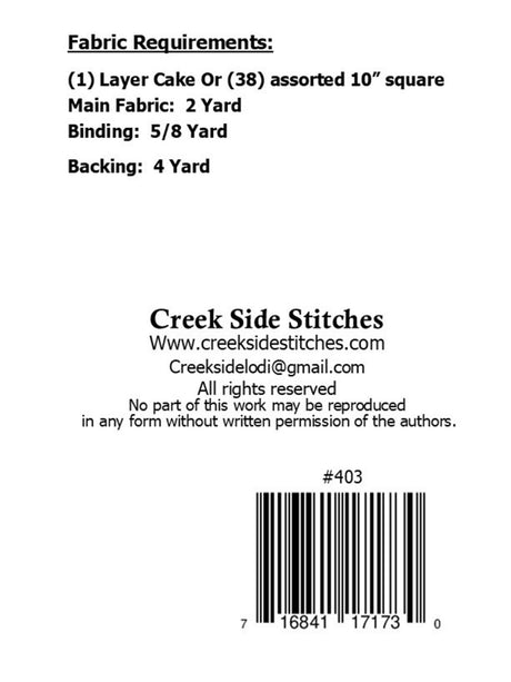 Back of the Twisted Quilt Pattern by Creek Side Stitches