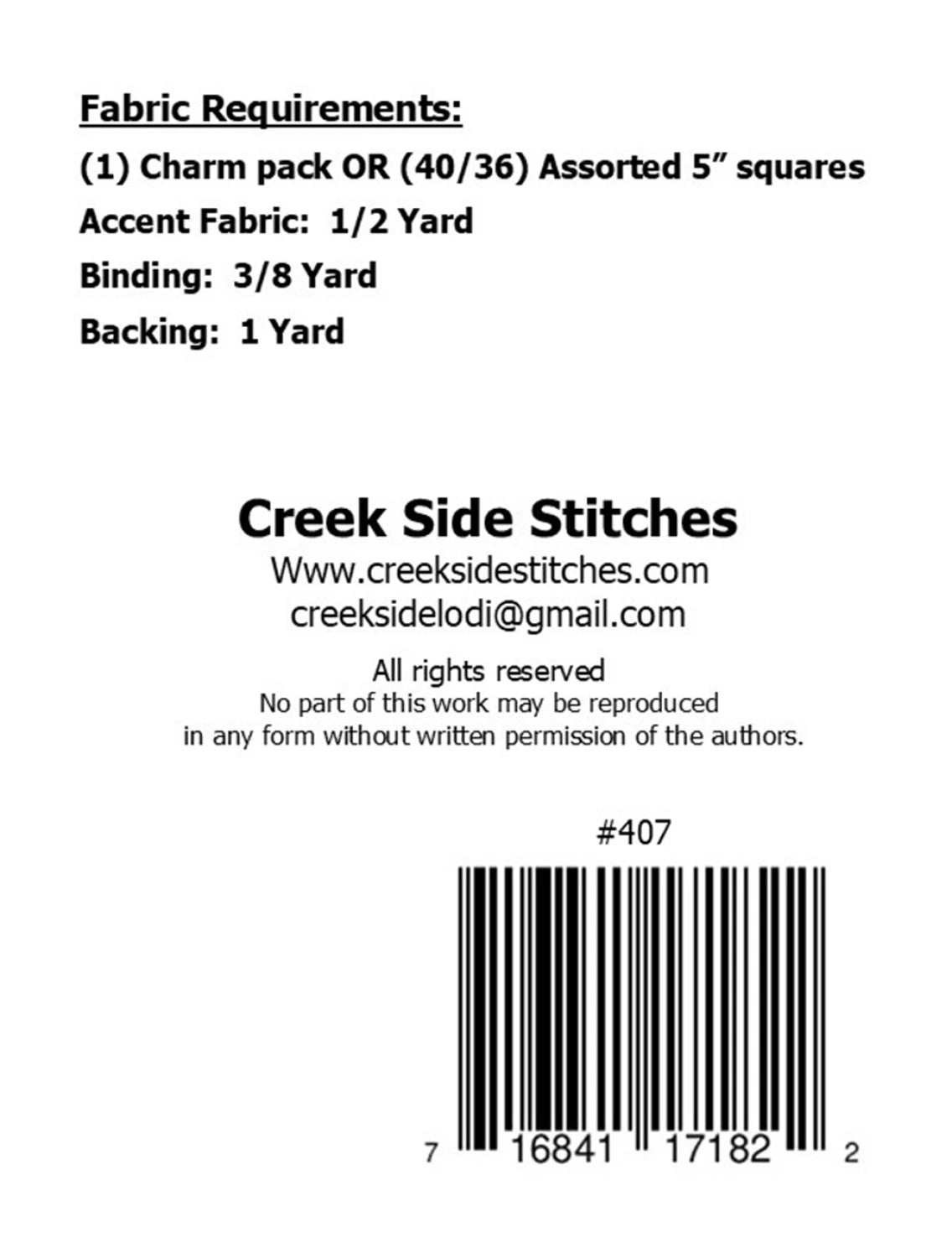 Back of the Daydreamer Pattern by Creek Side Stitches