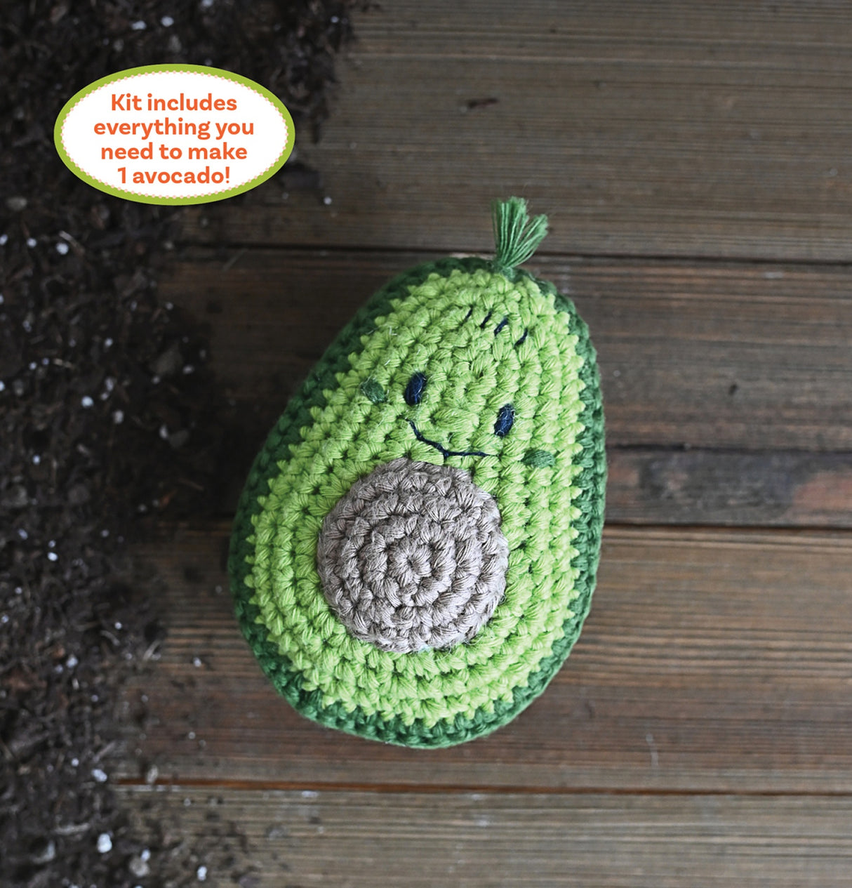 Back of the Crochet Your Veggies Amigurumi Kit Avocado by Schiffer Publishing