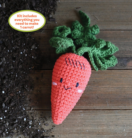 Back of the Crochet Your Veggies Amigurumi Kit Carrot by Schiffer Publishing