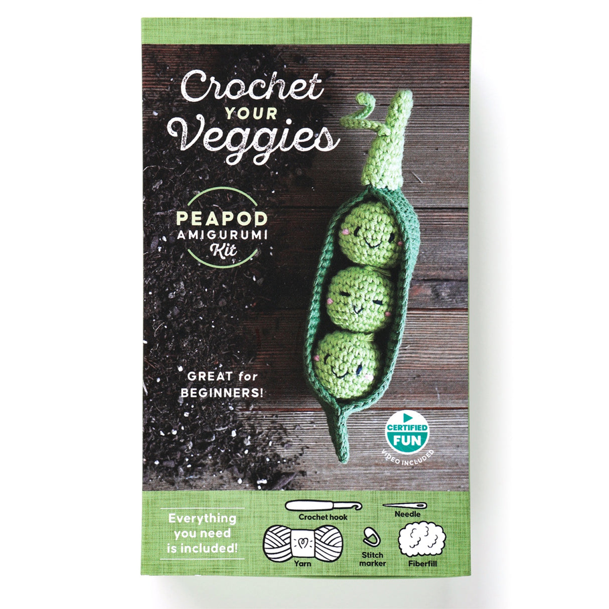 Crochet Your Veggies Amigurumi Kit Peapod by Schiffer Publishing