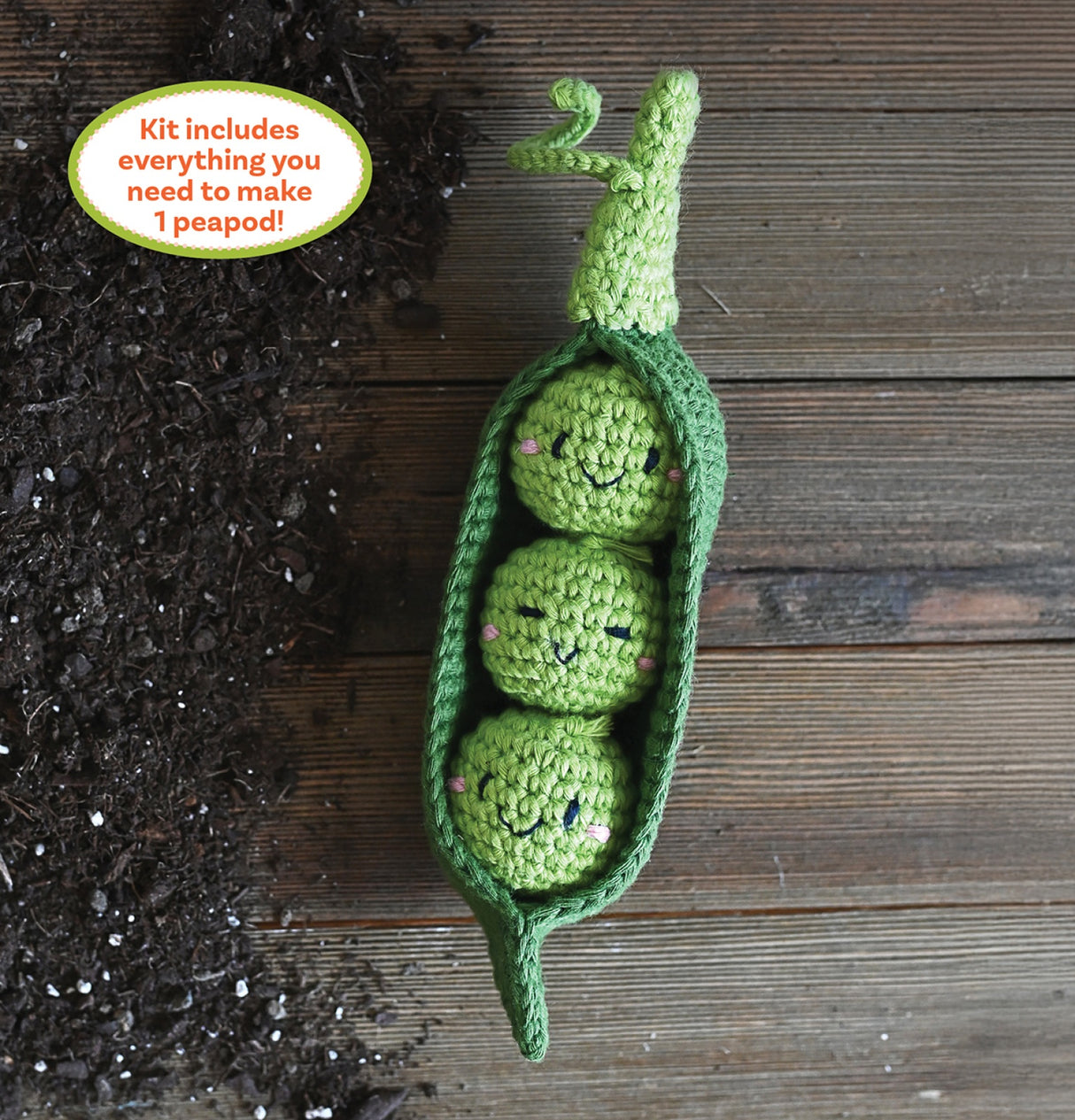 Back of the Crochet Your Veggies Amigurumi Kit Peapod by Schiffer Publishing