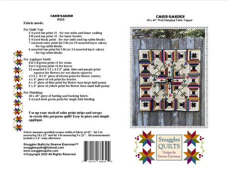 Back of the Cabin Garden Downloadable Pattern by Snuggles Quilts