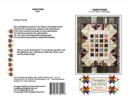 Back of the Cabin Stars Downloadable Pattern by Snuggles Quilts