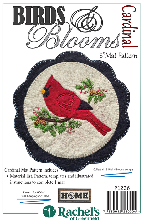 Cardinal Mat Downloadable Pattern - Rachels of Greenfield - 14" x 33"