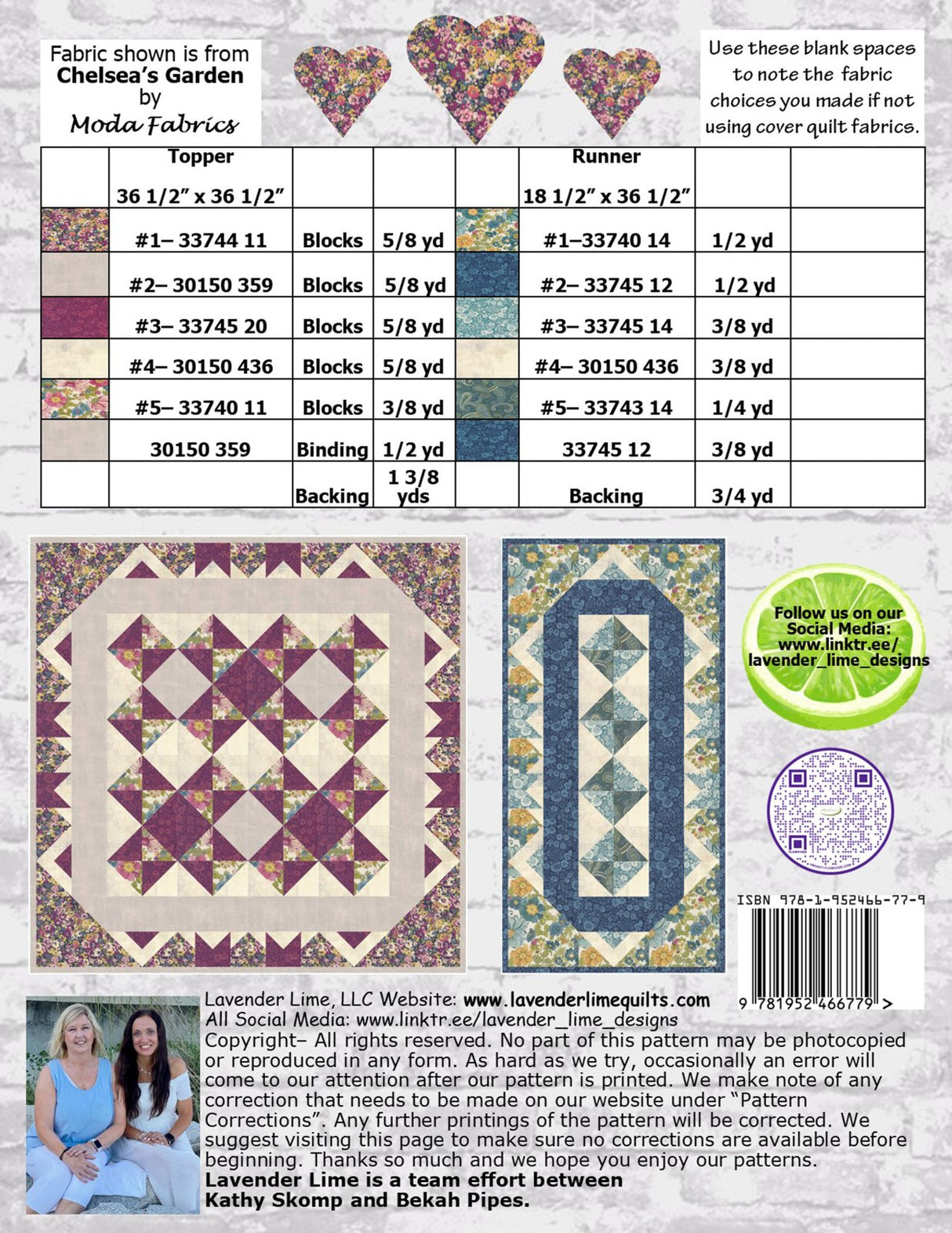 Back of the Pretty Table Downloadable Pattern by Lavender Lime Quilting