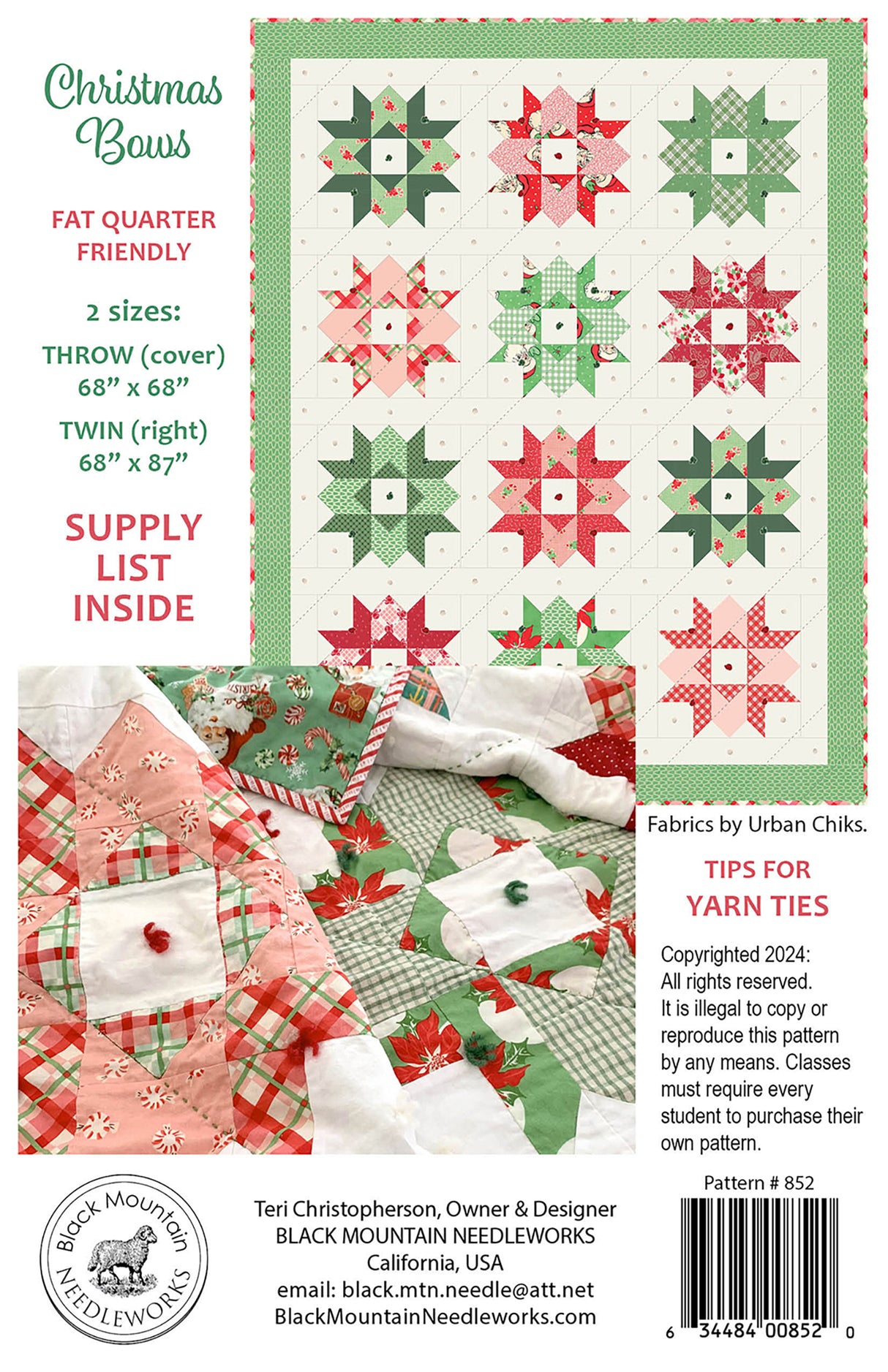 Back of the Christmas Bows Downloadable Pattern by Black Mountain Needleworks