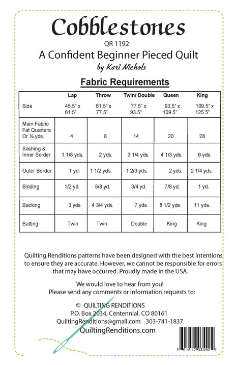 Cobblestones Quilt Pattern