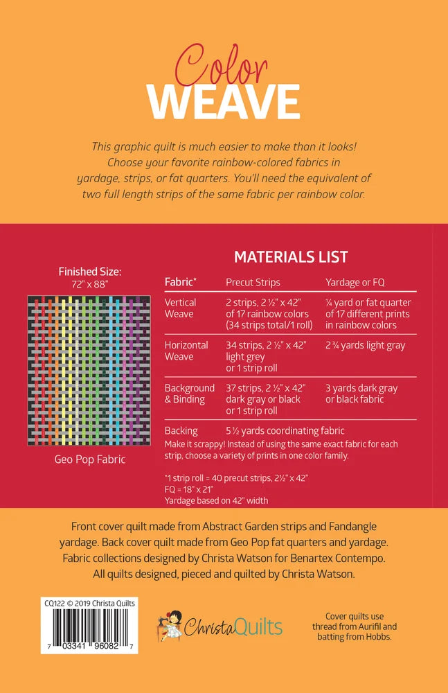 Back of the Color Weave Downloadable Pattern by Christa Quilts