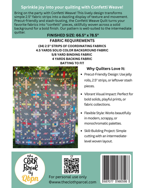 Back of the Confetti Weave Quilt Pattern by Cloth Parcel