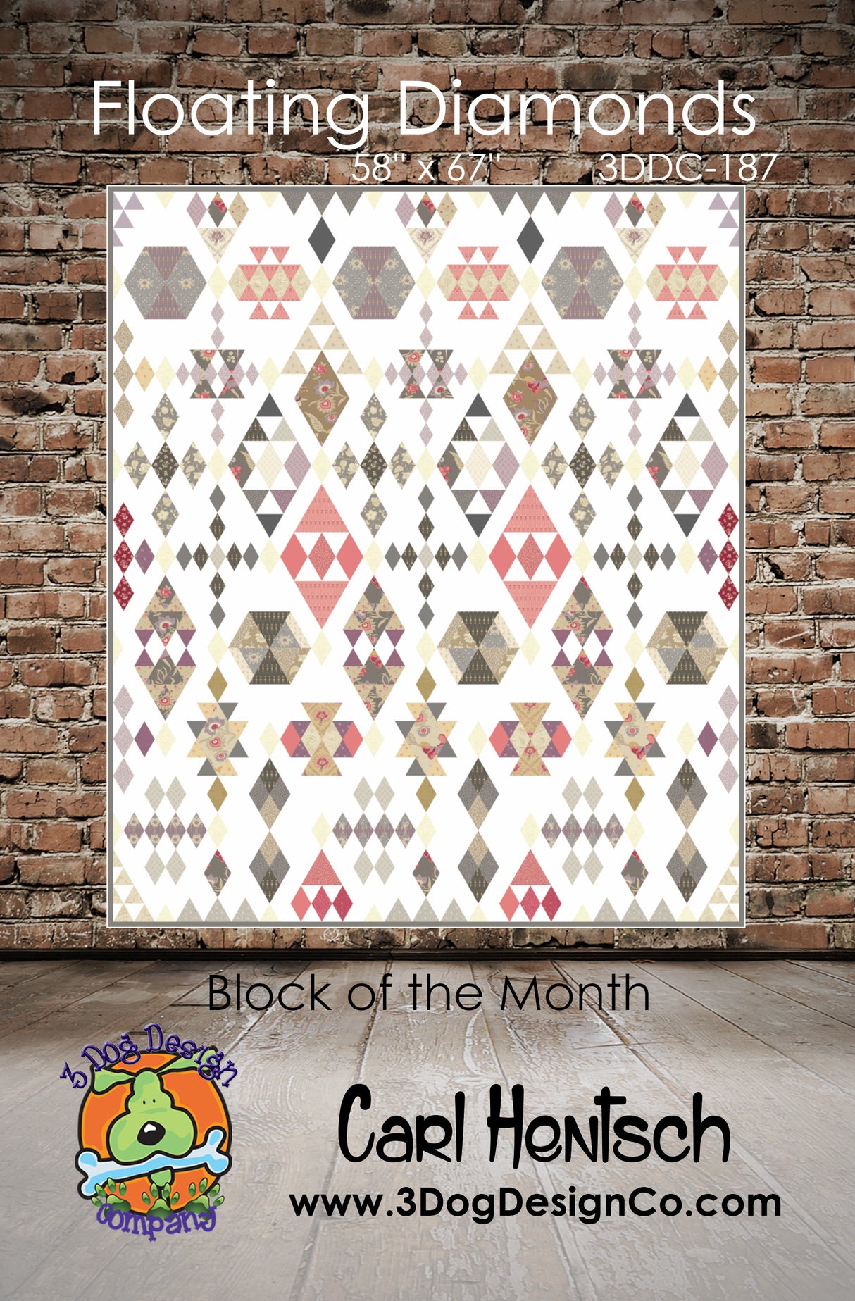 Floating Diamonds Downloadable Pattern by 3 Dog Design Co Quilt Patterns