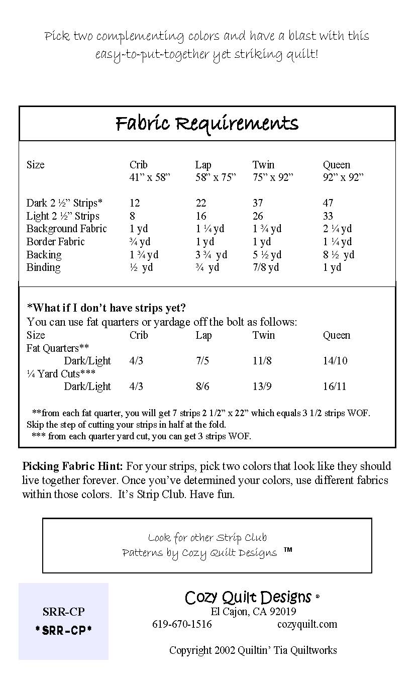 Back of the Crossed Path Downloadable Pattern by Cozy Quilt Designs